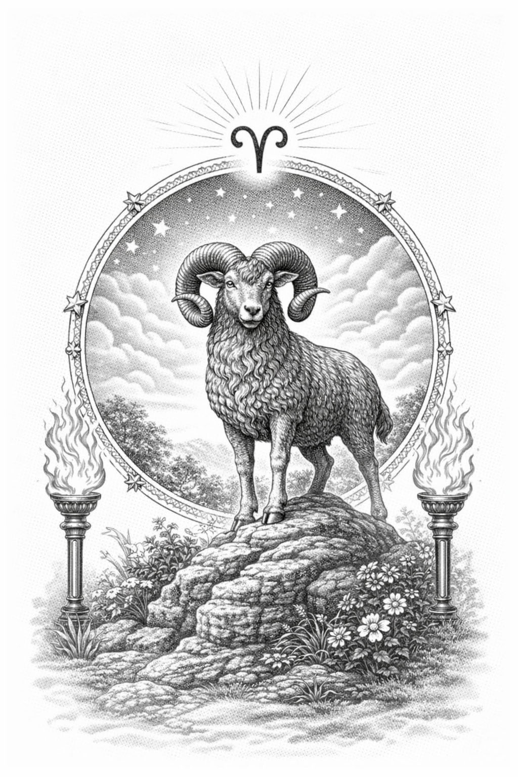 Bélier zodiac sign illustration